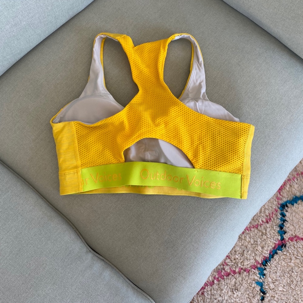 Outdoor voices bright yellow sports bra